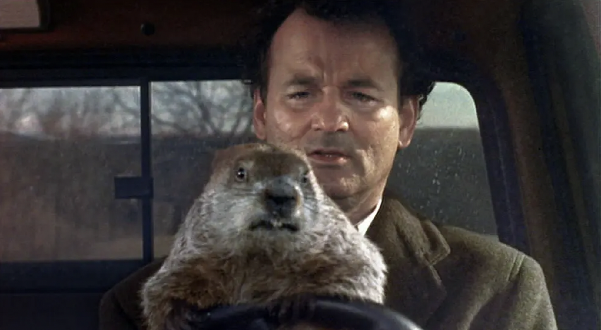 A scene from the movie Groundhog Day with Bill Murray.