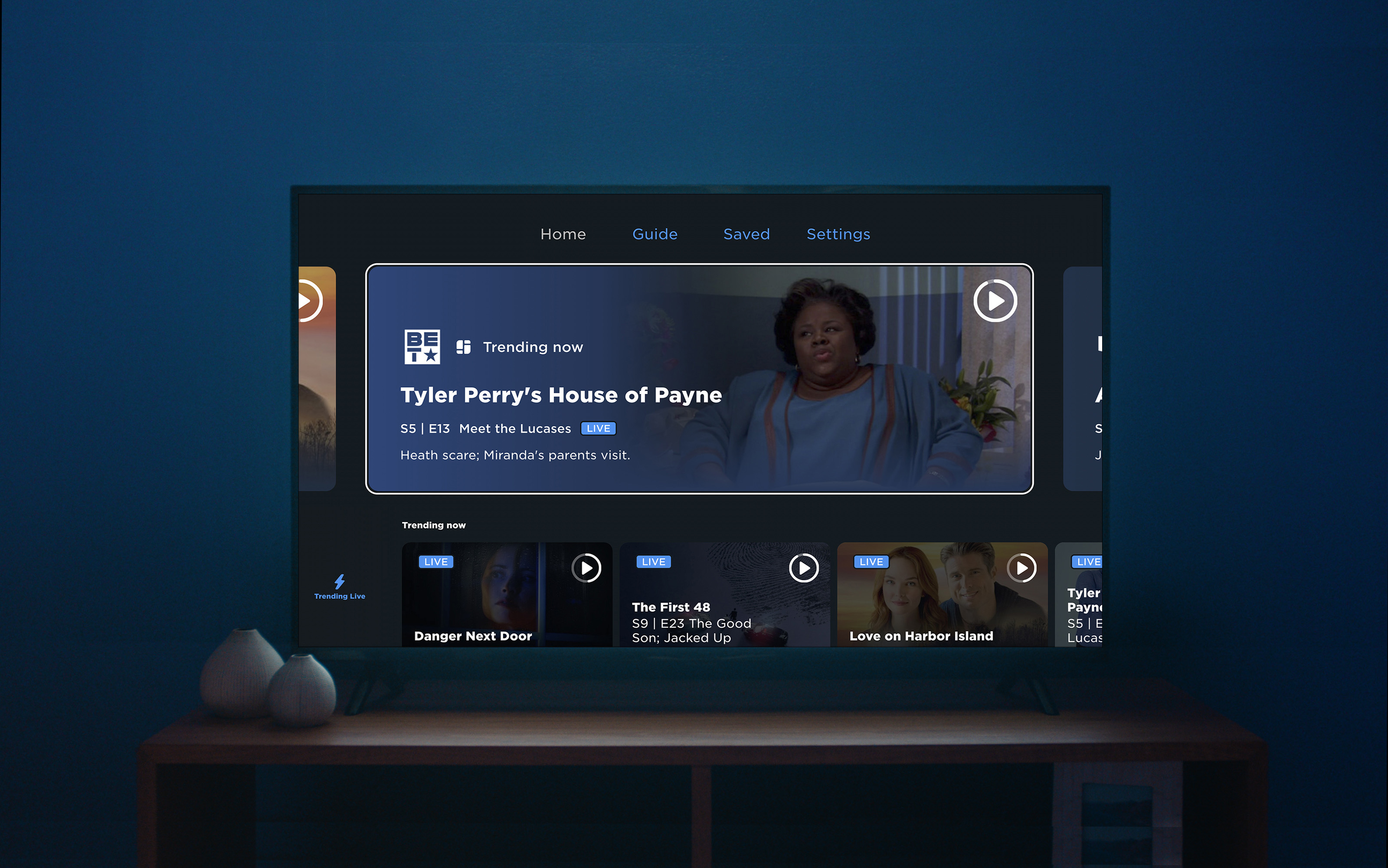 A TV is shown playing Philo on the new Samsung app.